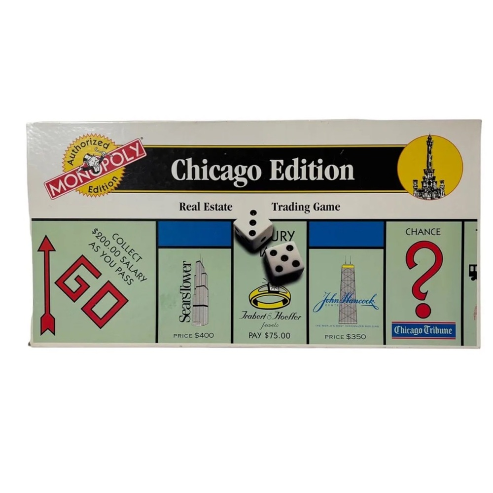 Chicago Monopoly Vintage Rare Authorized Edition 100% Complete 1996 Hasbro